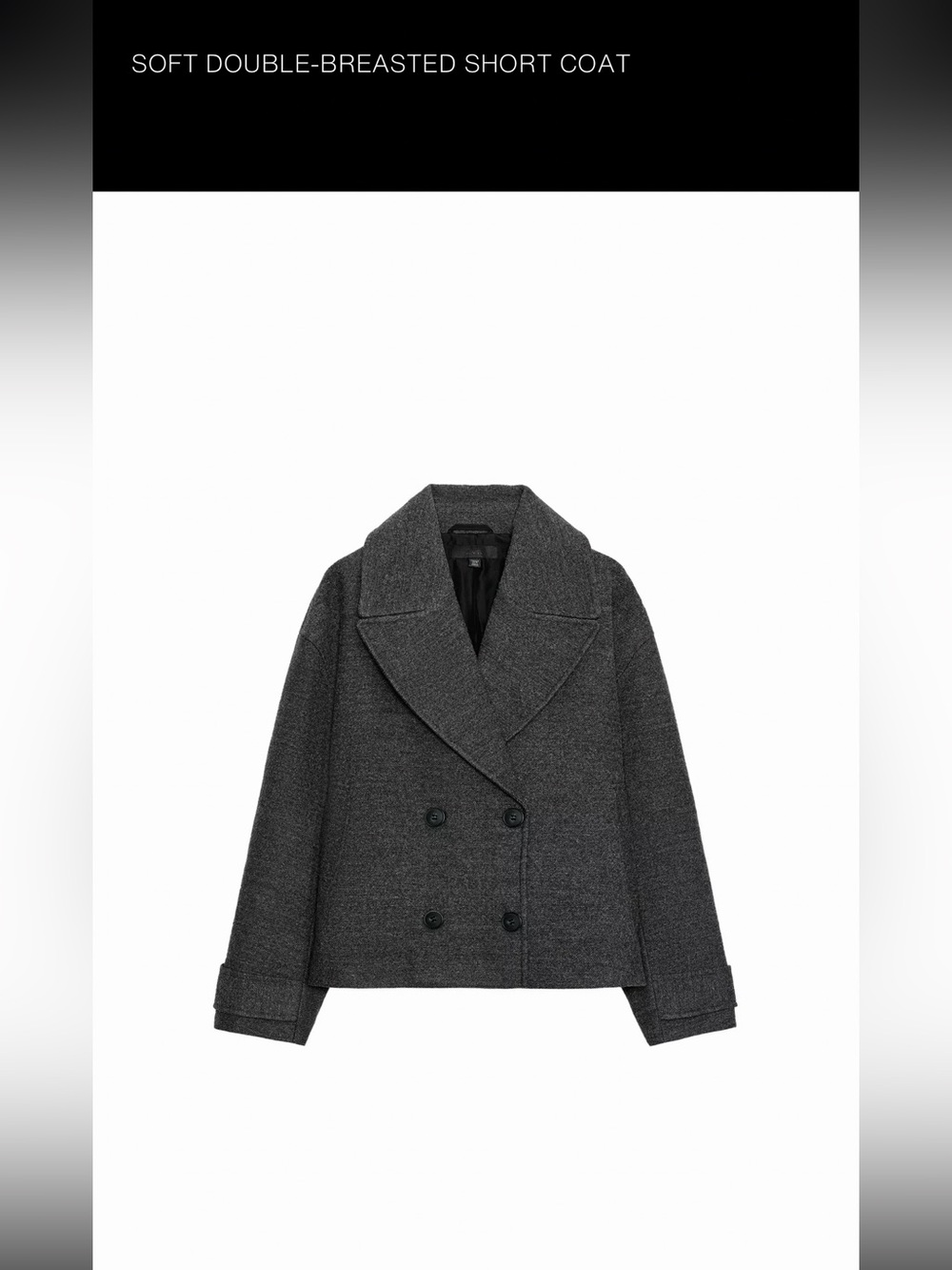 Double-Breasted Women's Charcoal Gray Wool Blend Peacoat